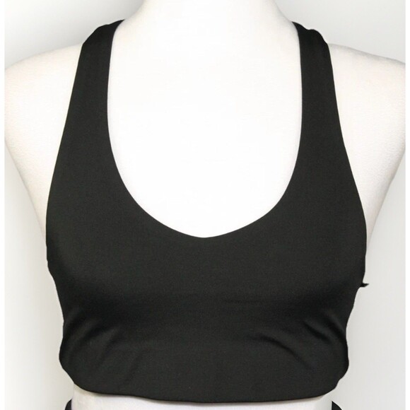 NWT GIRLFRIEND COLLECTIVE Scoop Neck Racerback Sports Bra Sz L Black Soft Active - Picture 1 of 9